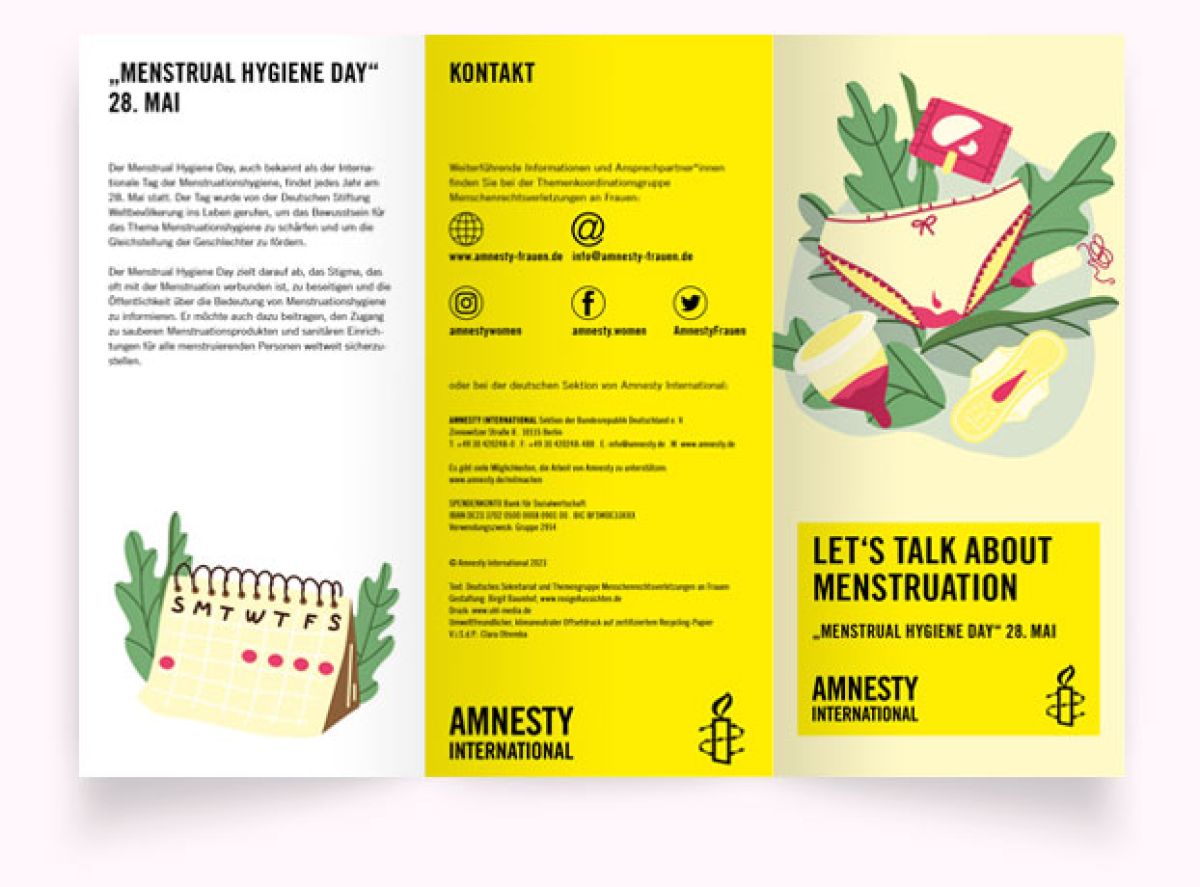 Amnesty International Faltblatt "Menstrual Hygiene Day - Innenseite