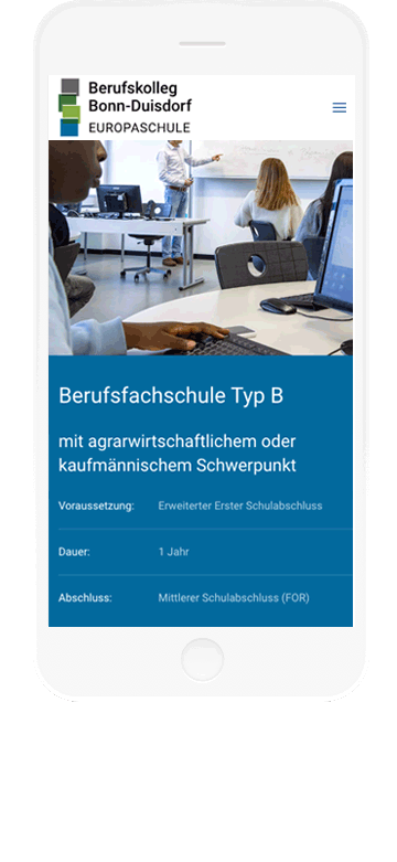 Berufskolleg Bonn-Duisdorf Screenshot Bildungsgang Berufsschule mobil