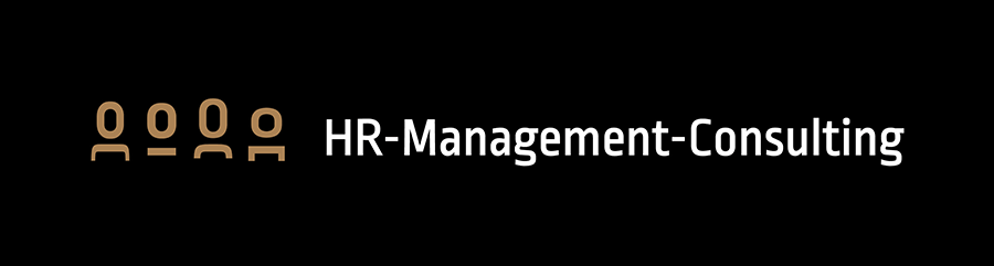 Abbildung des Logos HR Management Consulting auf schwarzem Hintergrund